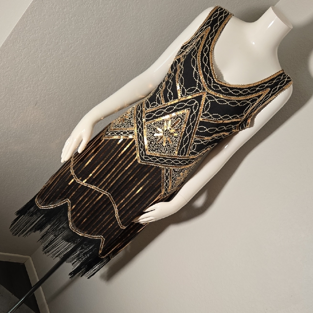 Black and Gold Beaded Dress - Picture 4 of 8